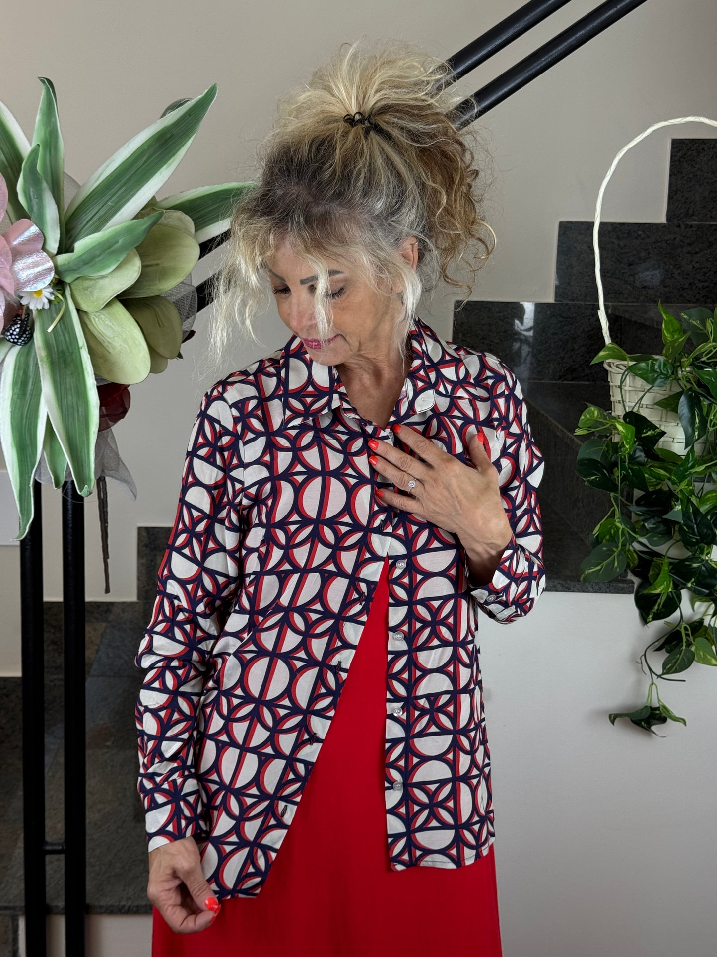 Camicia pink pepper blu/rossa