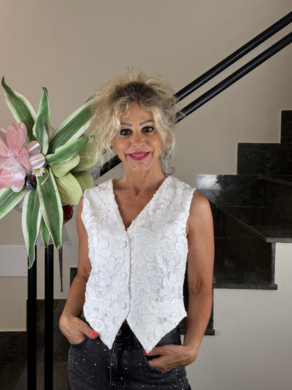 Gilet bianco pink pepper