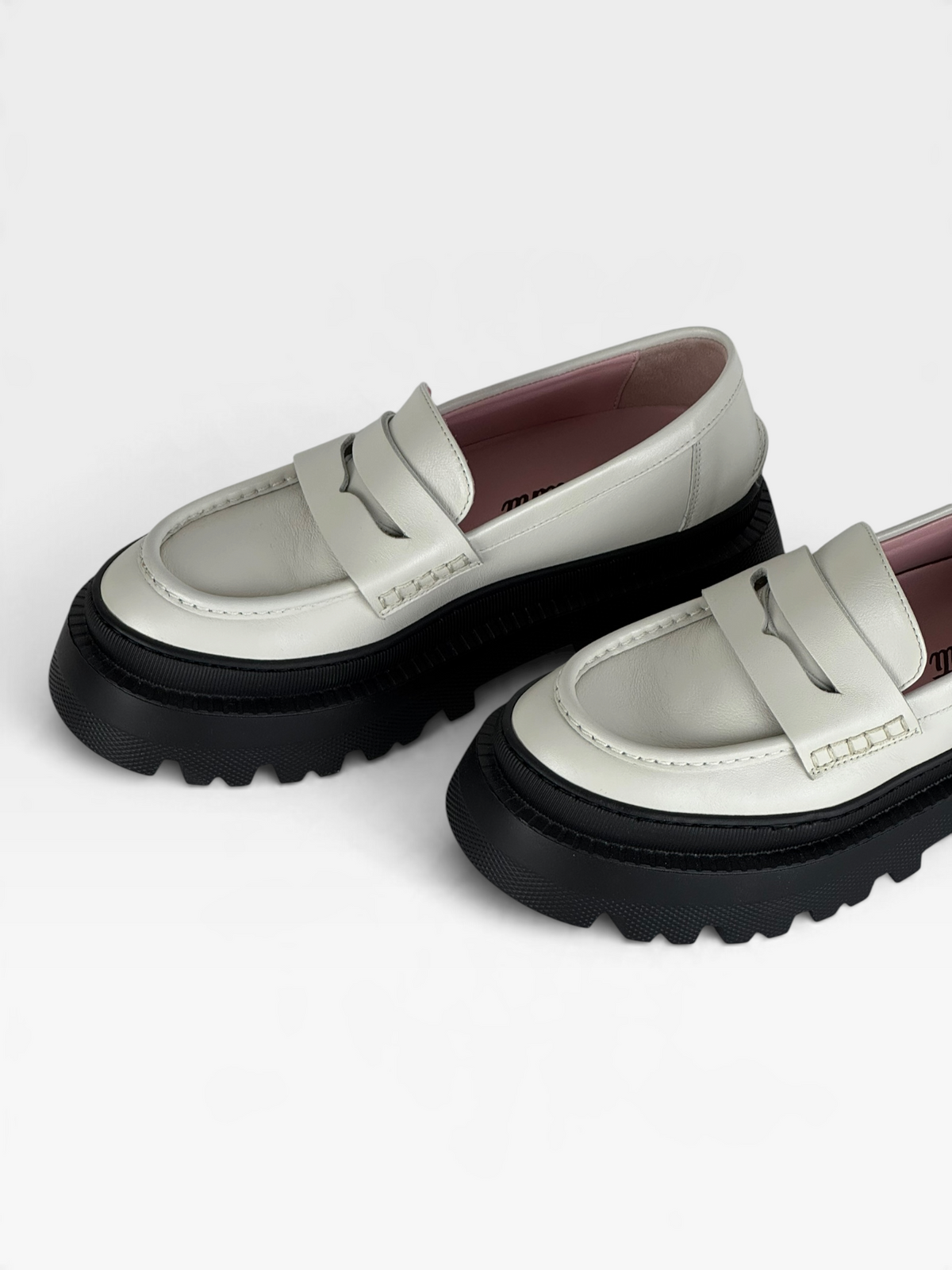 Mocassino in pelle bianco latte con fondo alto – foto 4 di 5 – Vaccarelli