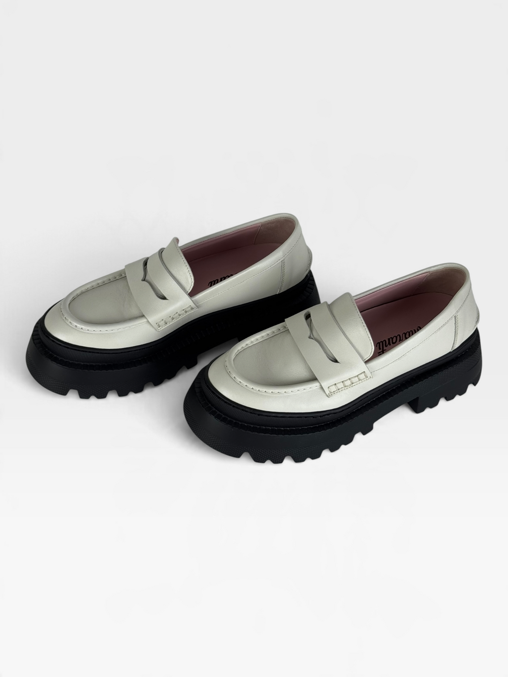Mocassino in pelle bianco latte con fondo alto – foto 5 di 5 – Vaccarelli