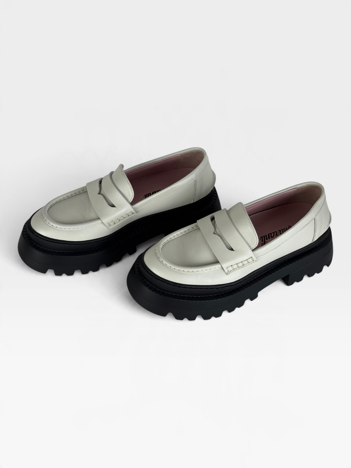 Mocassino in pelle bianco latte con fondo alto – foto 5 di 5 – Vaccarelli