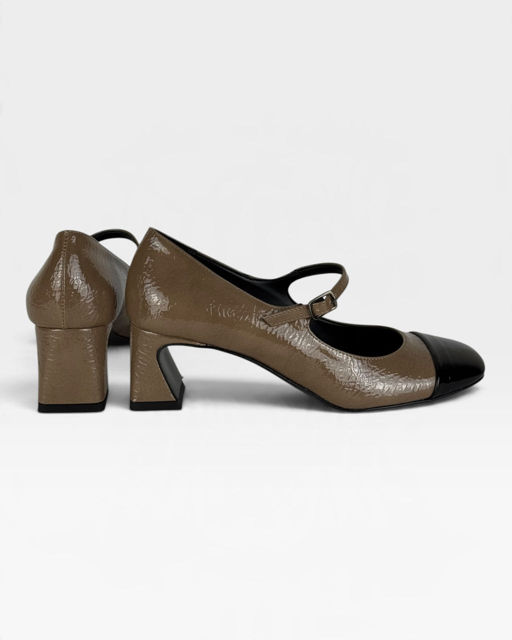 Mary Jane in ecopelle beige e nera – foto 3 di 3 – Vaccarelli