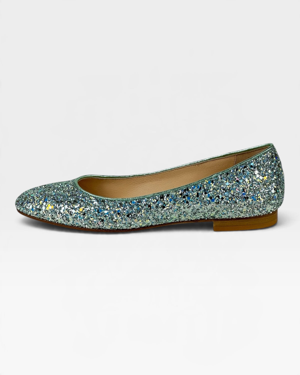 Ballerina in tessuto glitterato verde acqua – foto 1 di 5 – Vaccarelli