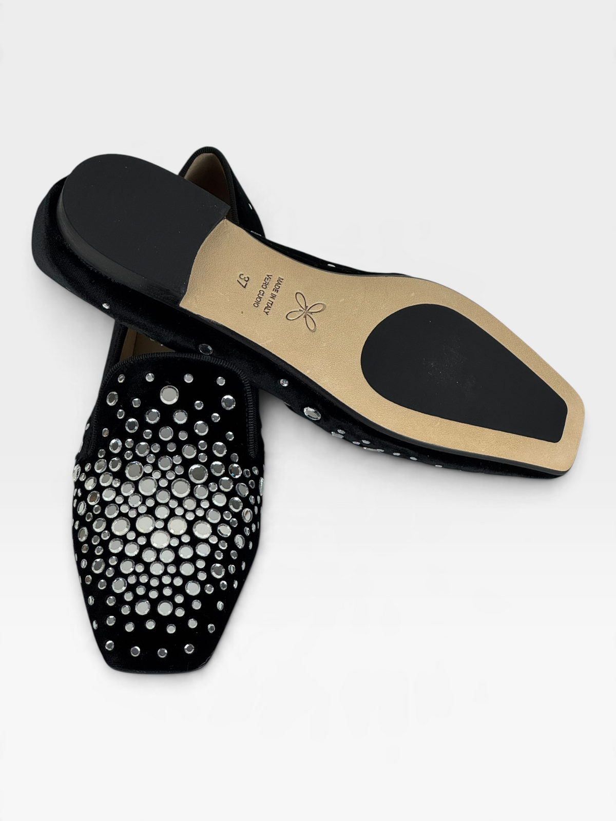 Mocassino in velluto con strass e dettagli argento – foto 6 di 6 – Vaccarelli