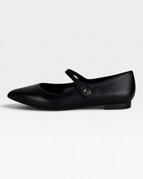 Ballerina in pelle nera con cinturino elastico – foto 1 di 3 – Vaccarelli