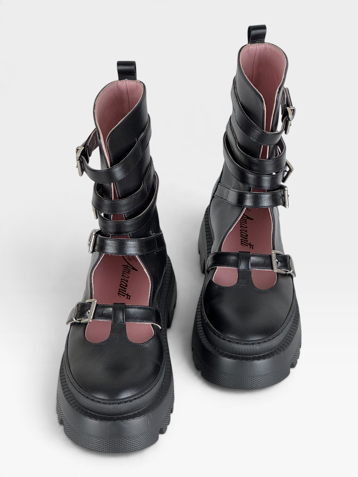 Anfibio donna in pelle nera con fibbie – foto 4 di 4 – Vaccarelli