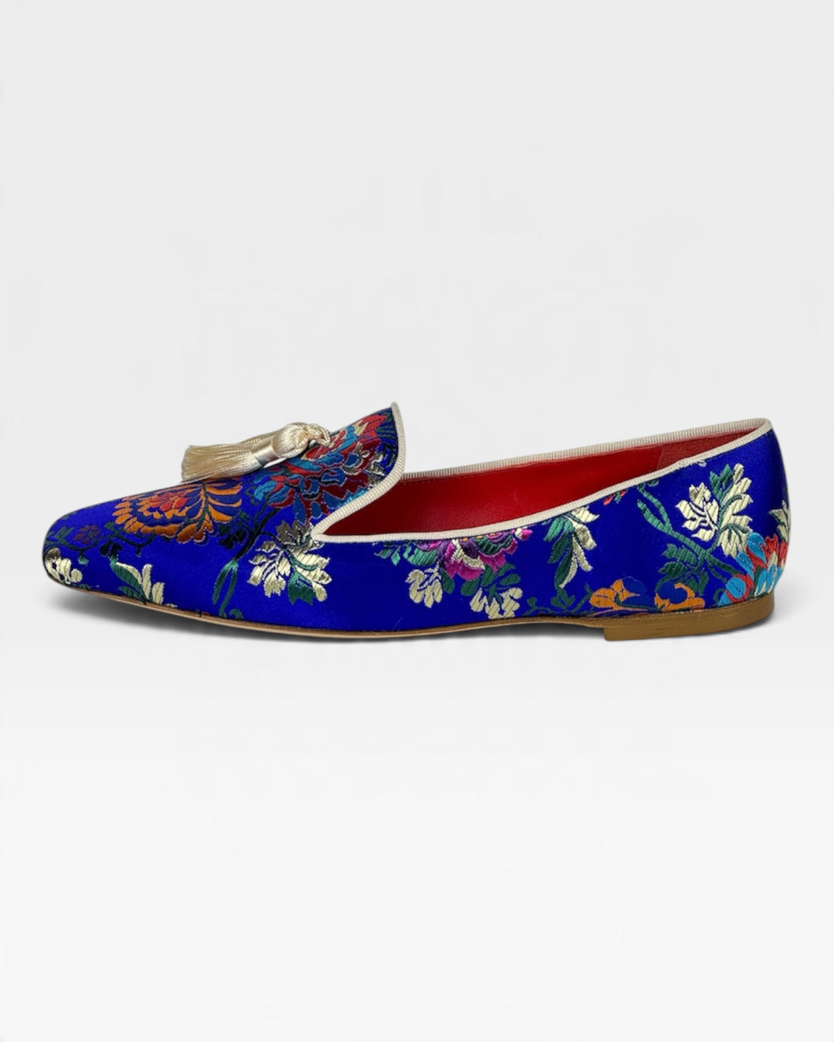 Mocassino jacquard blu da donna con nappine – foto 1 di 5 – Vaccarelli
