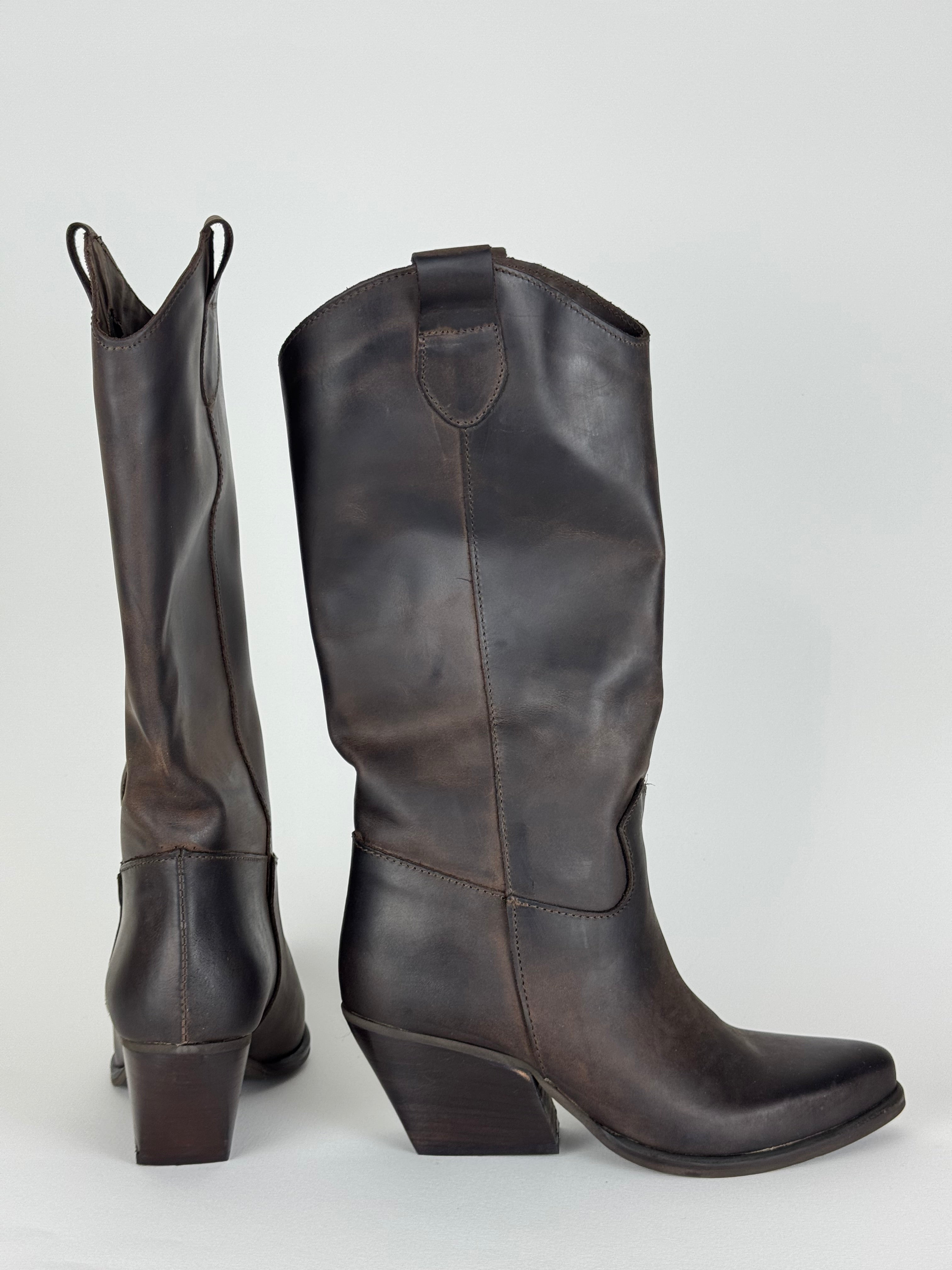 Stivale Texano in Pelle Marrone
