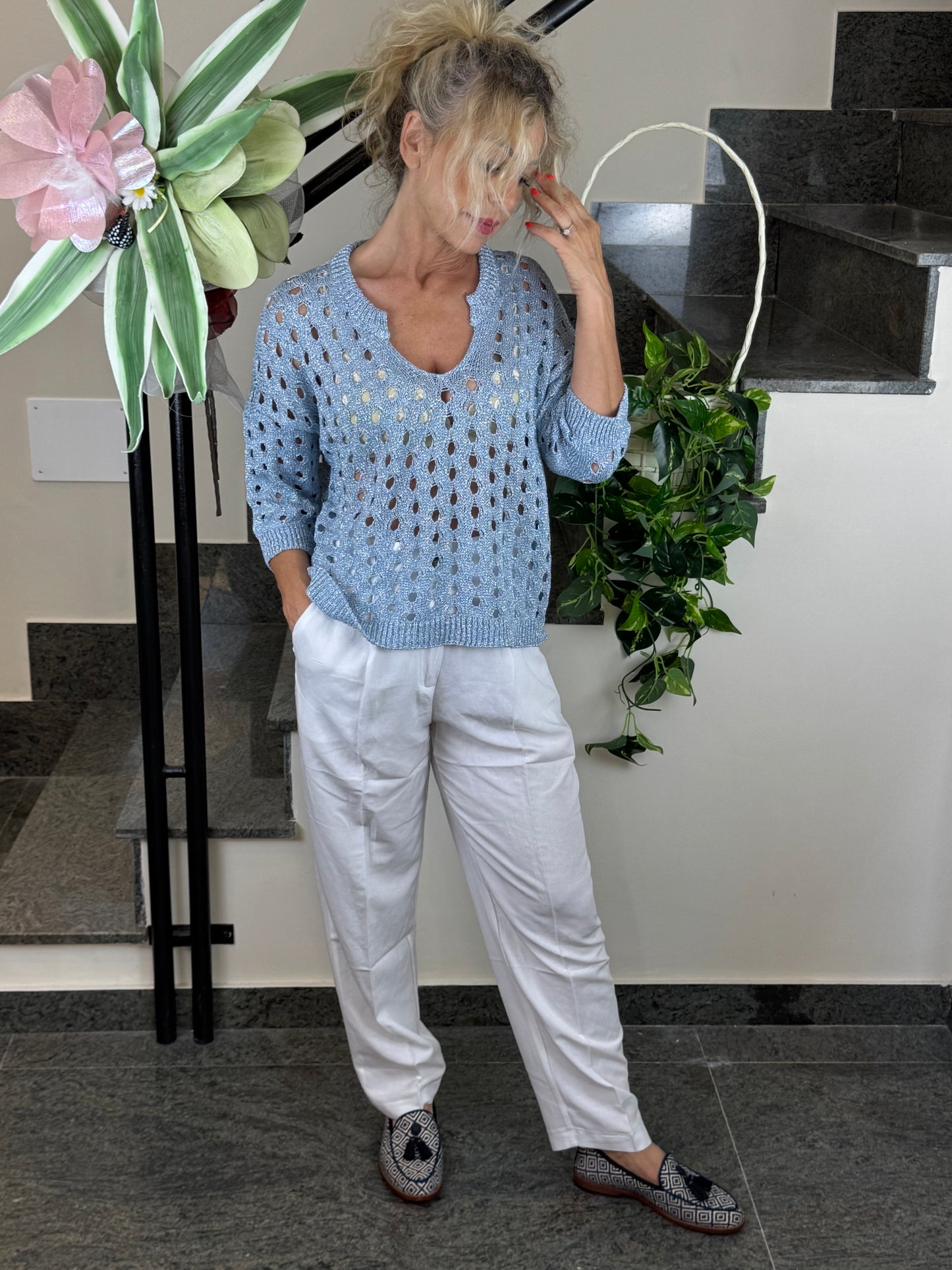 Pantalone pink pepper bianco