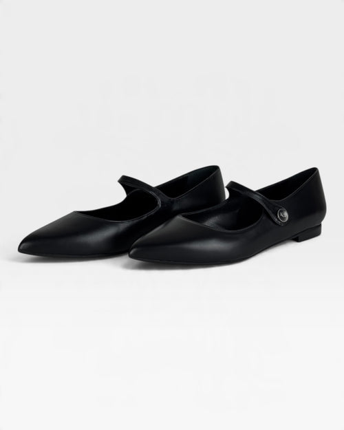 Ballerina in pelle nera con cinturino elastico – foto 2 di 3 – Vaccarelli