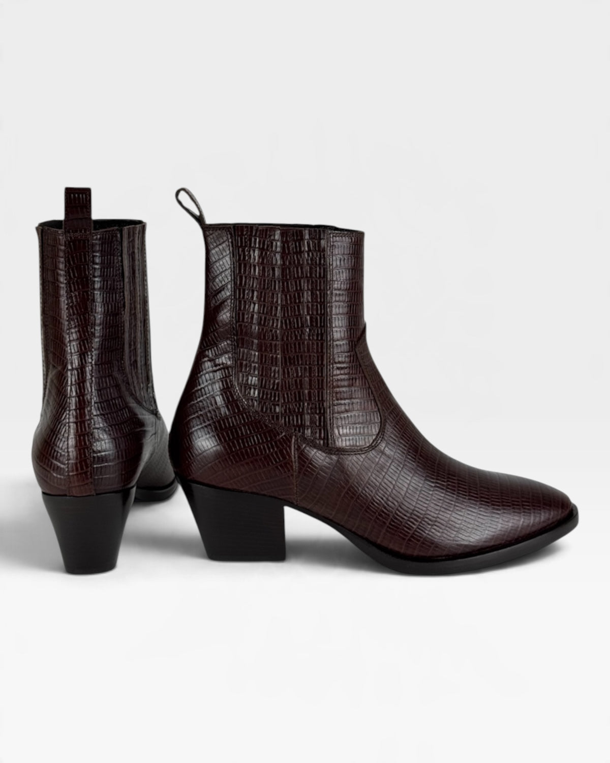 Stivaletto texano in pelle bordeaux effetto cocco – foto 3 di 3 – Vaccarelli