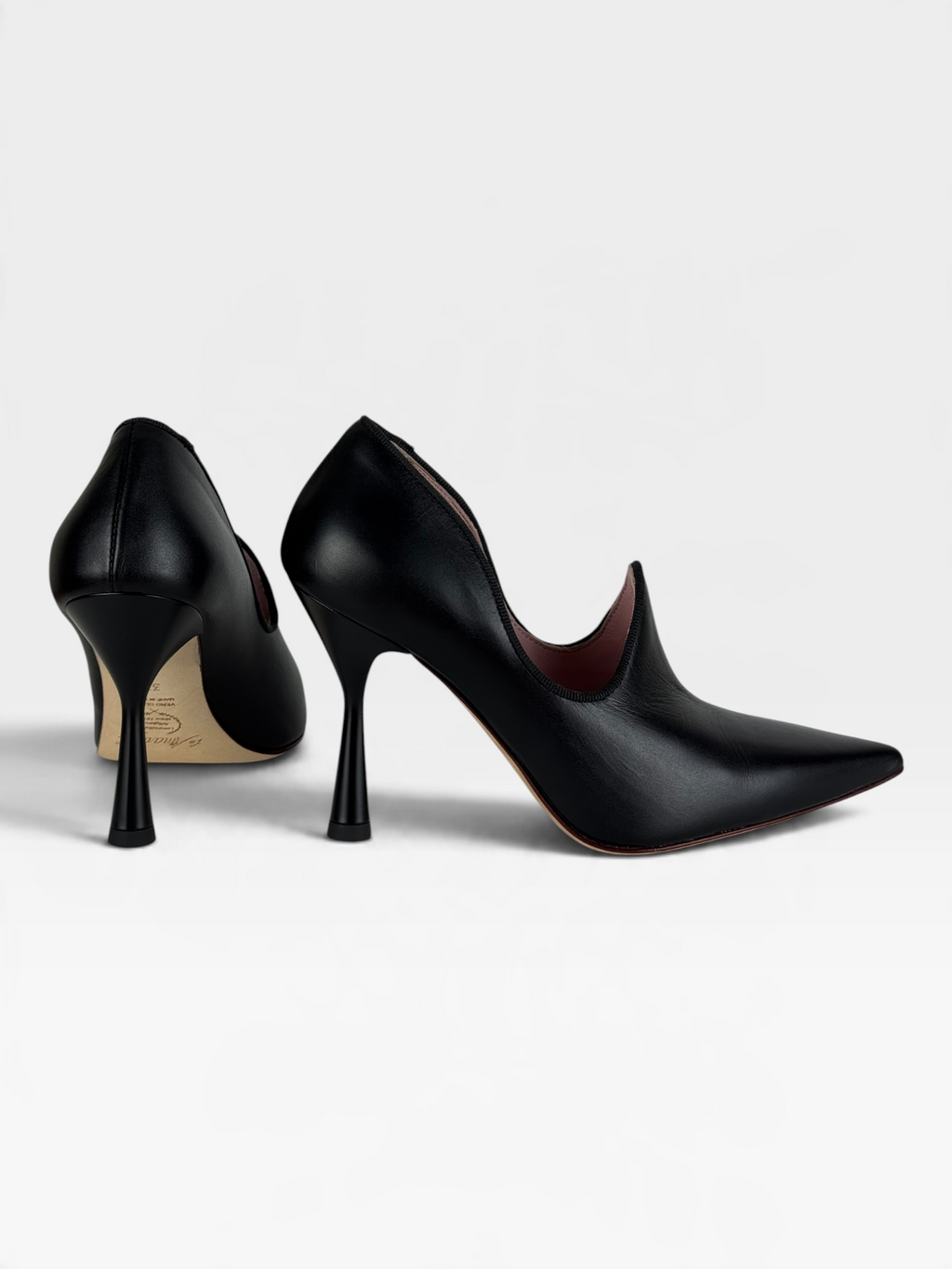 Décolleté in pelle nera con tacco 9 cm – foto 3 di 4 – Vaccarelli