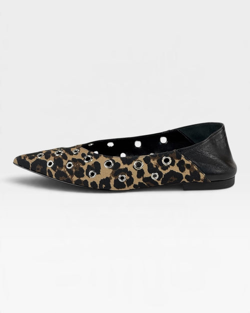 Ballerina maculata con borchie e retro in pelle nera – foto 1 di 4 – Vaccarelli