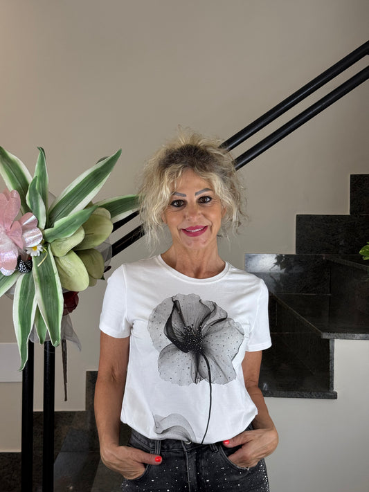 T-shirt bianca pink pepper