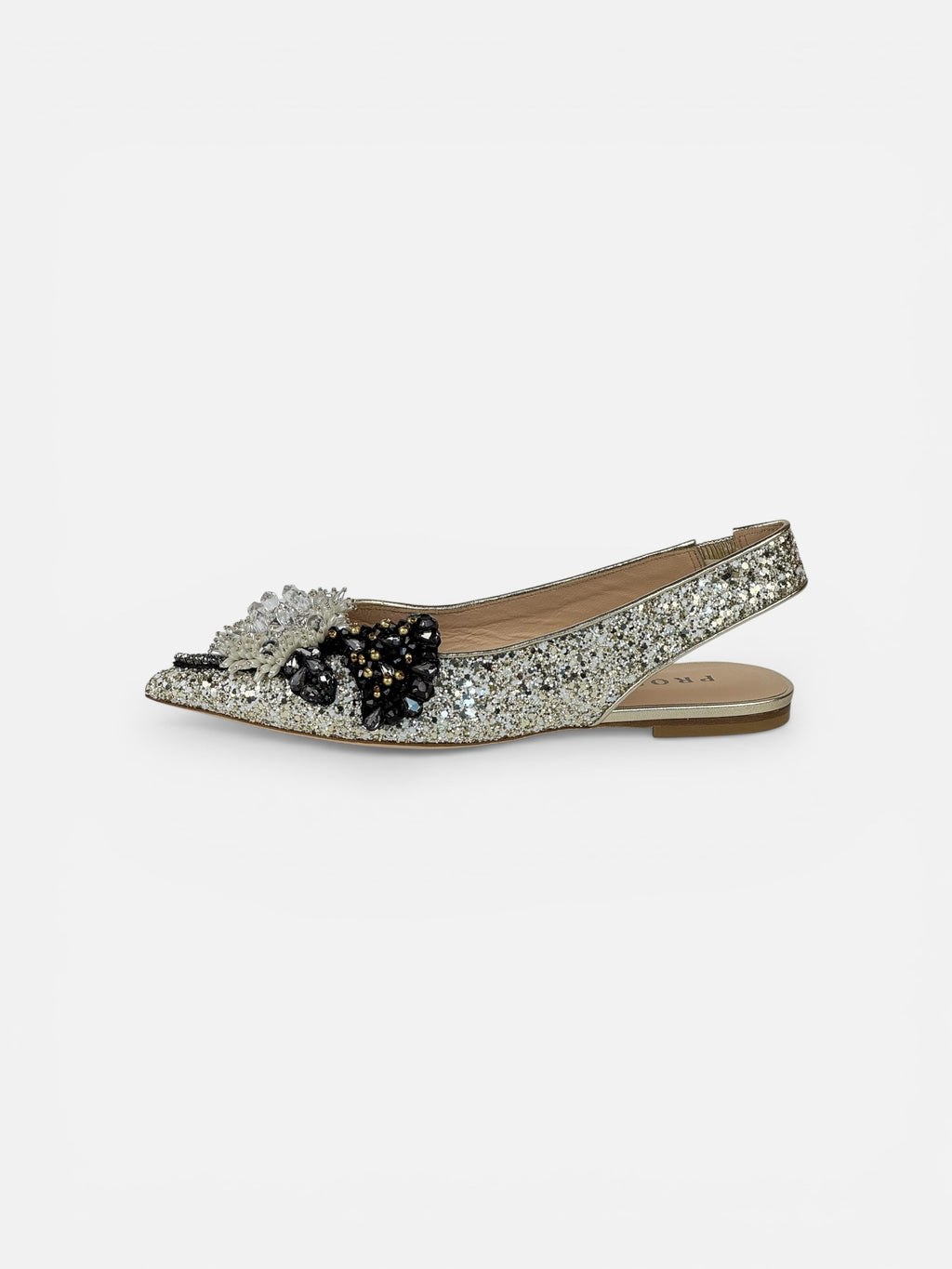 Ballerina glitterata suola cuoio — Prosperine