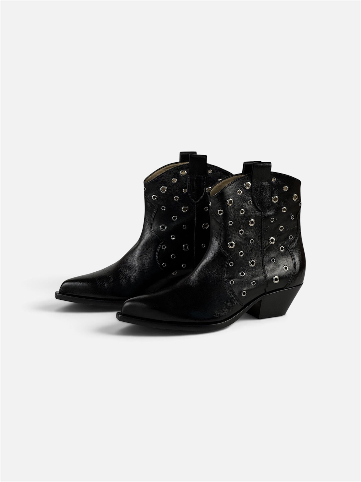Texano Borchie Nero in Pelle