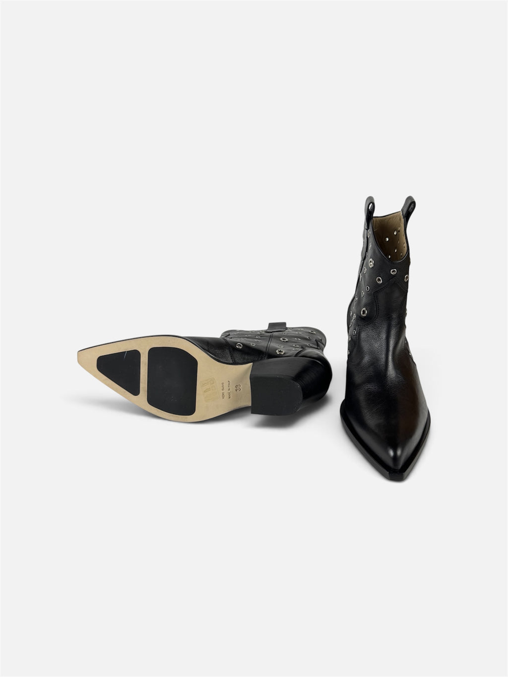 Texano Borchie Nero in Pelle