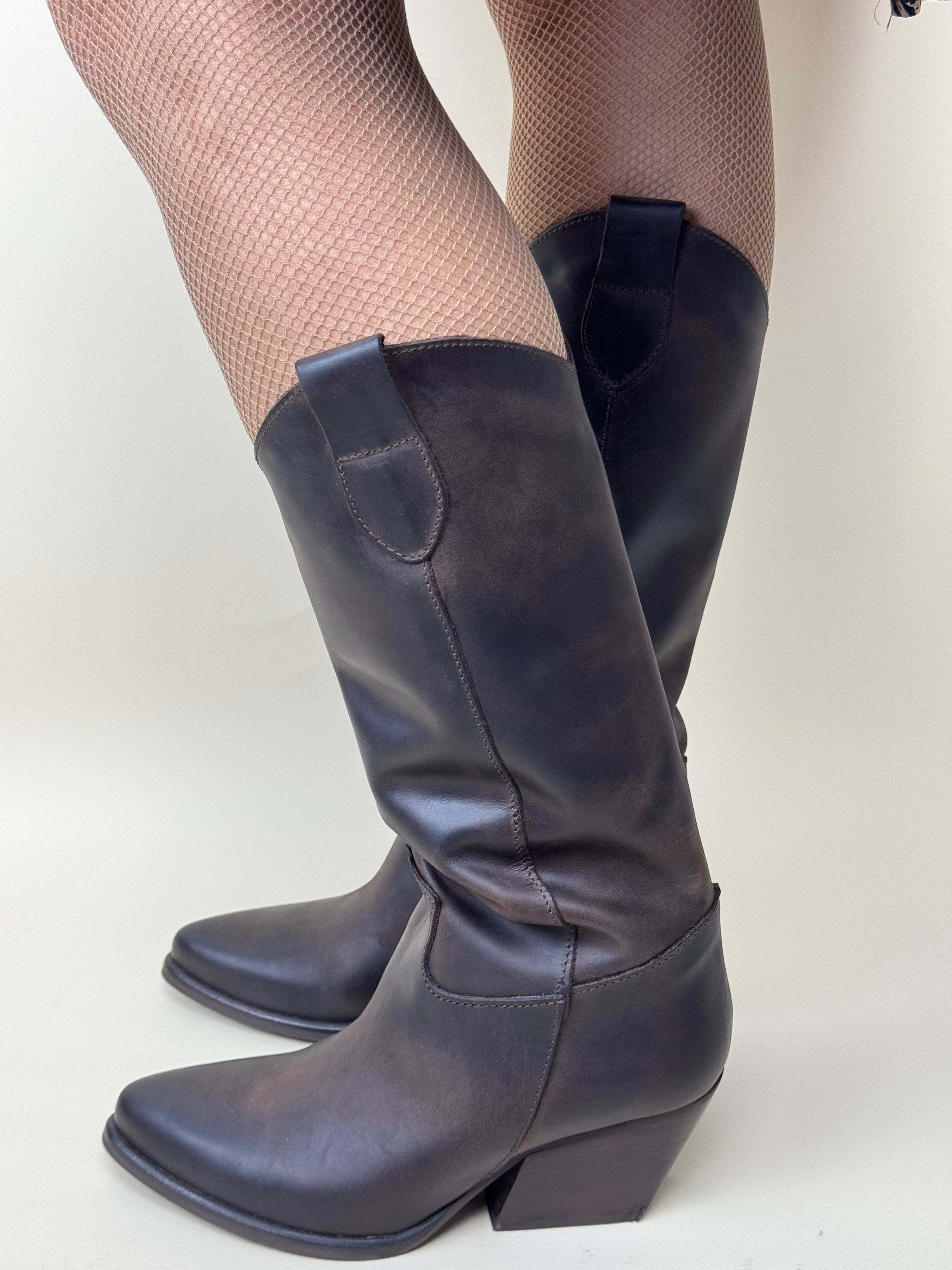 Stivale Texano in Pelle Marrone